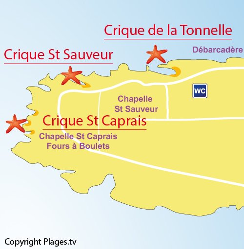 Plan de la crique St Sauveur sur l'île de Saint Honorat