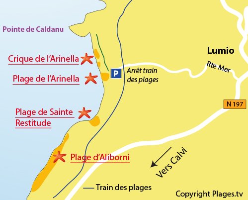 Mappa della Cala Arinella in Corsica