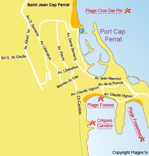 Plan des criques de la Carrière à Saint Jean Cap Ferrat