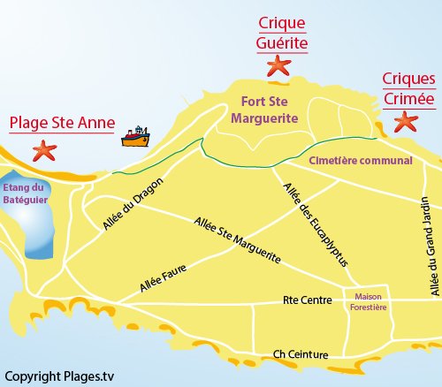 Map of Crimée Cove - Lérins island