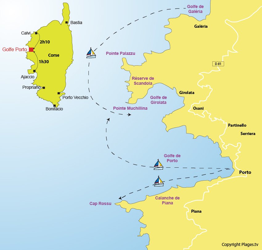 Mappa golfo di Porto - Riserva di Scandola e calanche di Piana - Corsica