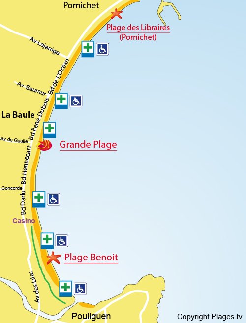 Map of La Baule beach in France