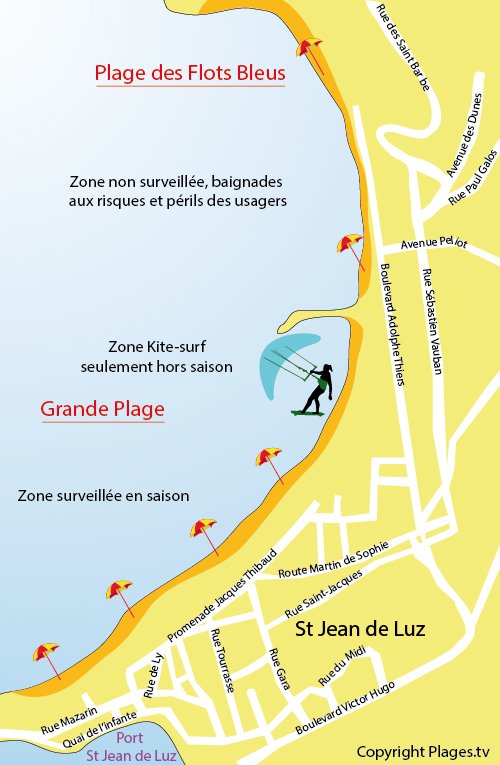 Map of Grande Beach in St Jean de Luz