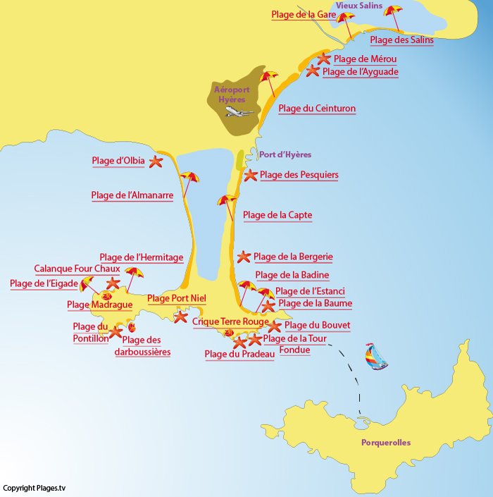 Plan du littoral de Hyères