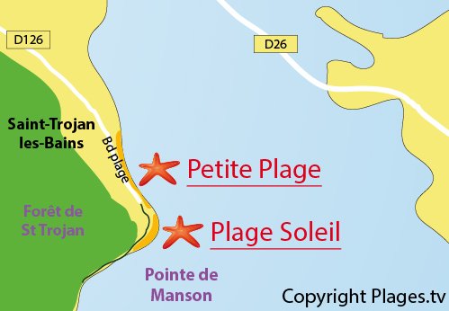 Plan de la petite plage de St Trojan les Bains