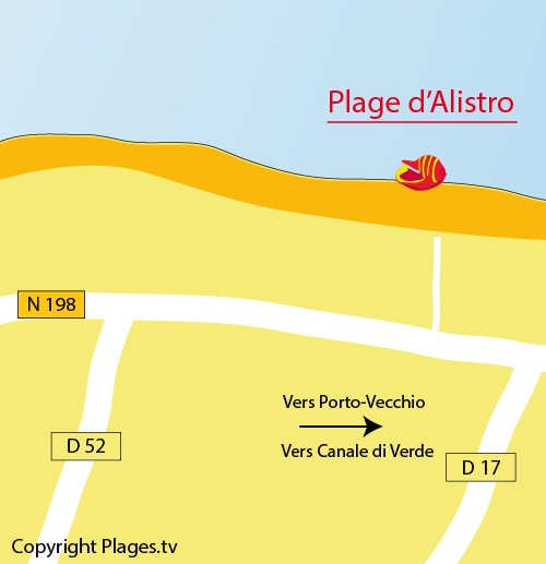 Map of Alistro Beach in San Giuliano - Corsica