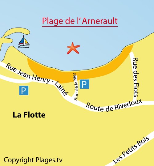 Map of Arnérault Beach in La Flotte