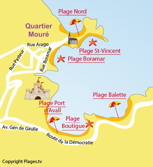 Map of Balette Beach in Collioure