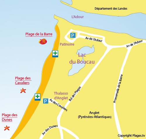 Mappa della Spiaggia della Barre a Anglet