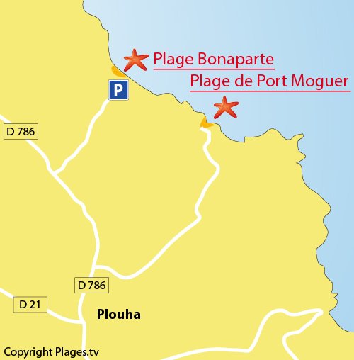 Plan de la plage Bonaparte à Plouha