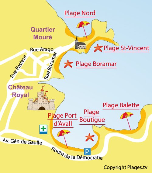 Mappa della Spiaggia di Boramar a Collioure