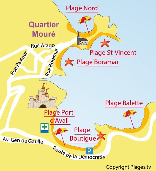 Karte Boutigue-Strandes in Collioure