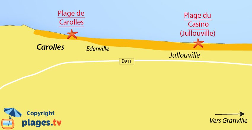 Plan de la plage de Carolles dans la Manche