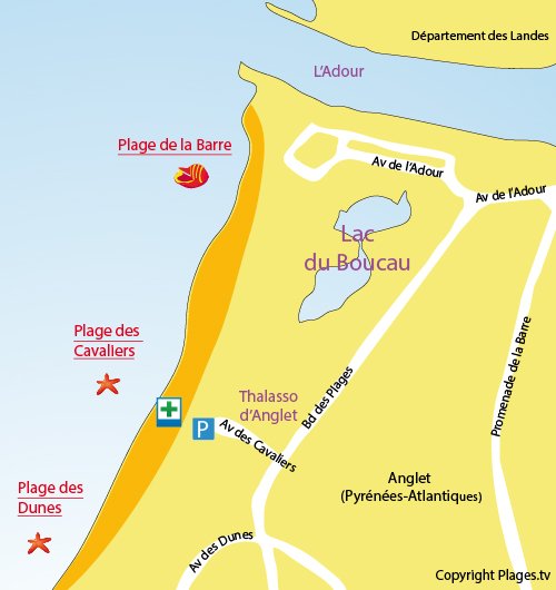 Map of Cavaliers Beach in Anglet