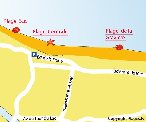 Map of Central beach in Hossegor