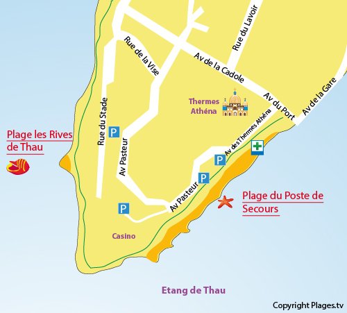 Plan de la plage du centre ville de Balaruc les Bains