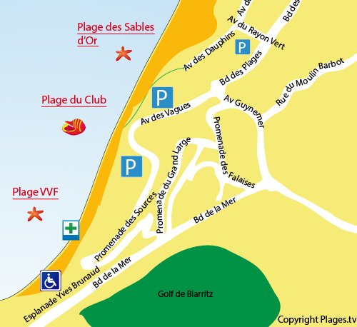 Mappa della Spiaggia del Club a Anglet