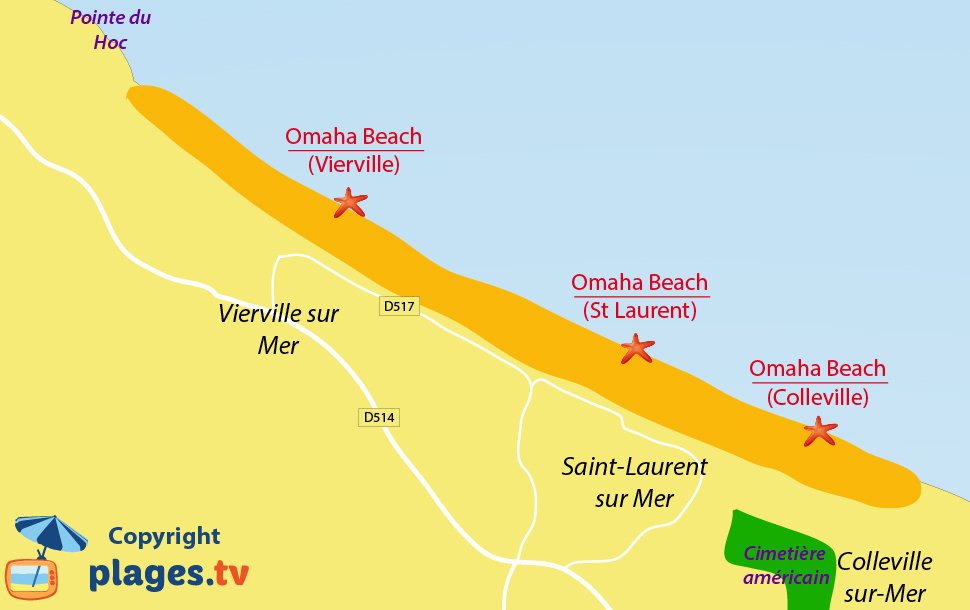 Plan de la plage du Débarquement Omaha Beach - Normandie