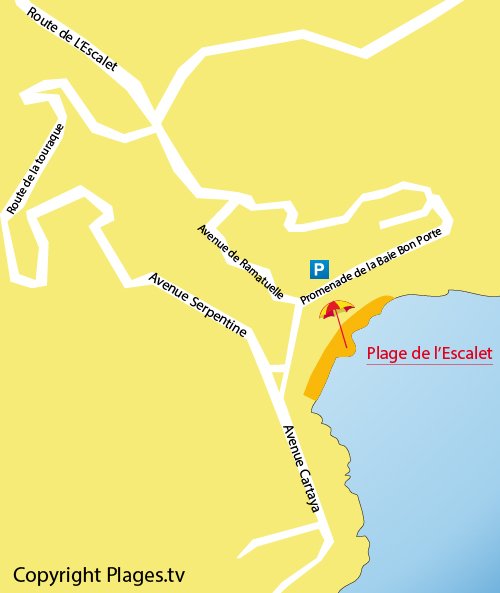 Map of Escalet Beach in Ramatuelle