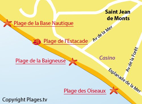 Plan de la plage de l'Estacade à St Jean de Monts