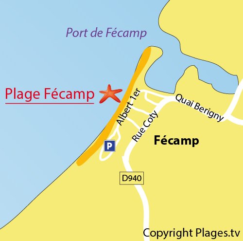 Map of the Fecamp beach in Normandy