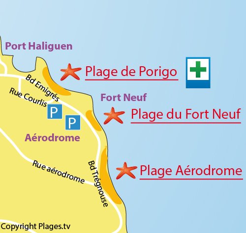 Map of Fort Neuf Beach in Quiberon