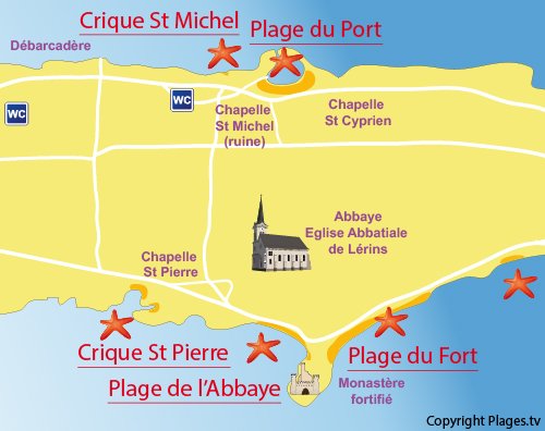 Map of Fort Beach in St Honorat