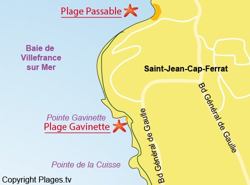 Map of Gavinette Beach in Saint Jean Cap Ferrat