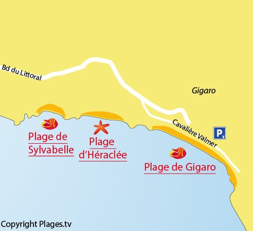 Map of Gigaro Beach in La Croix Valmer