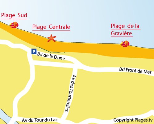 Carte de la plage de la Gravière à Hossegor