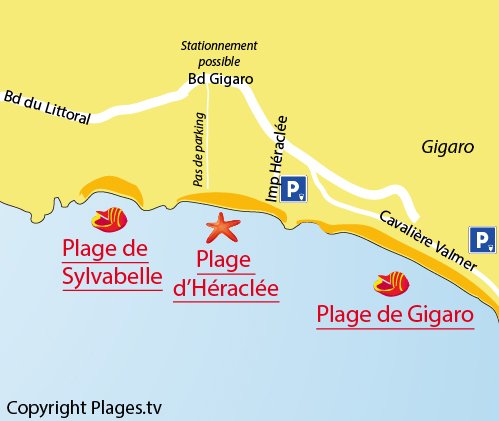 Map of the Héraclée Beach in La Croix Valmer