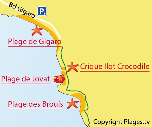 Map of the Jovat Beach in La Croix Valmer