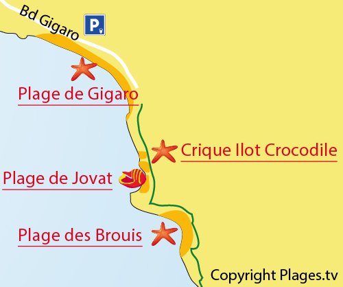 Karte Jovat-Strandes in La Croix Valmer