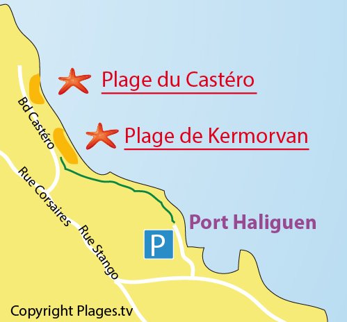 Map of Kermorvan Beach in Quiberon