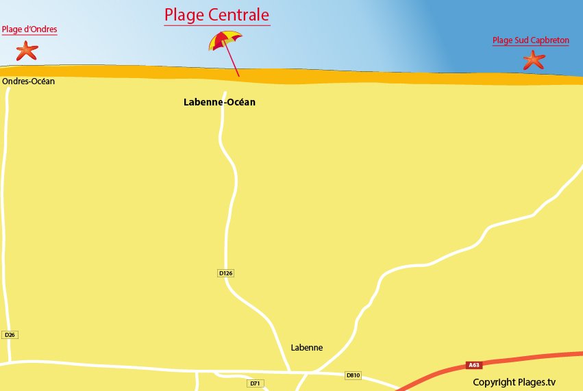 Plan de la plage de Labenne Océan