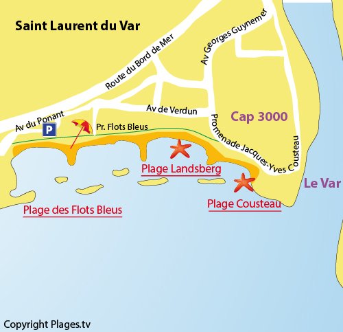 Mappa della Spiaggia Landsberg di St Laurent du Var