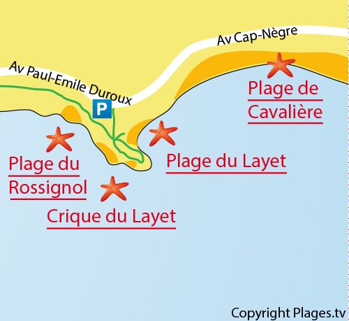 Map of the Layet Beach in Lavandou