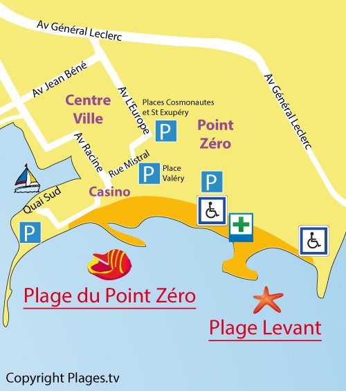 Map of the Levant Beach in La Grande Motte