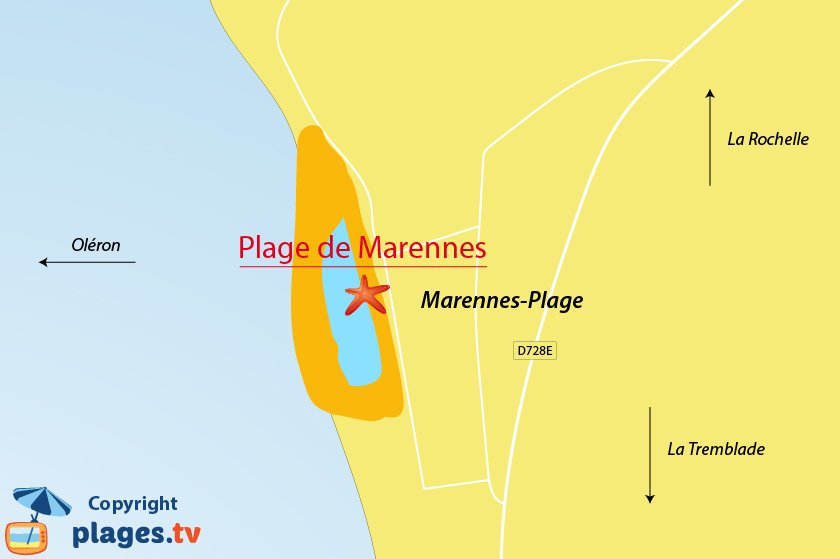 Plan de la plage de Marennes en Charente Maritime