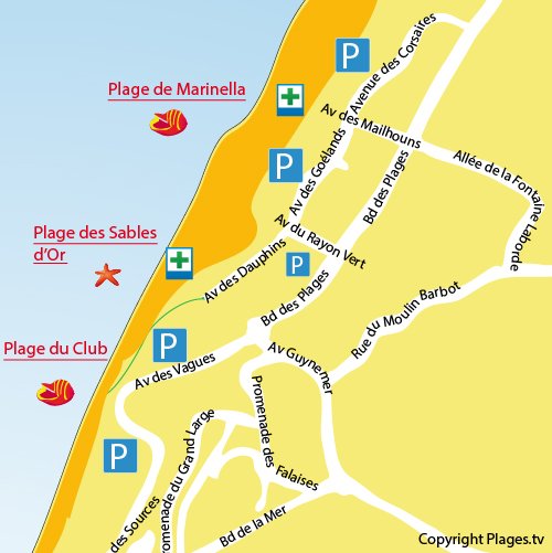 Carte de la plage de Marinella à Anglet