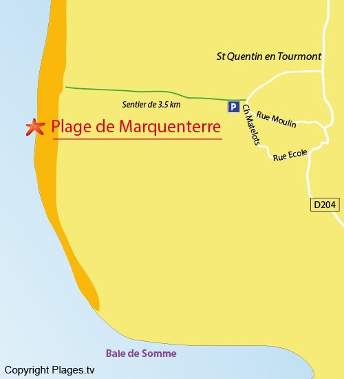 Plan de la plage de Marquenterre à St Quentin en Tourmont