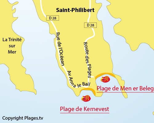 Plan de la plage de Men er Beleg à St Philibert