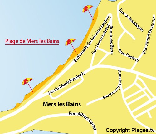 Map of Mers les Bains beach - France