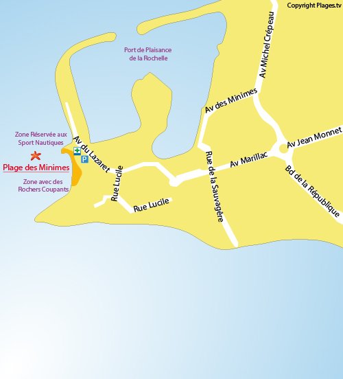 Carte de la plage des Minimes à La Rochelle