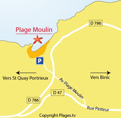 Carte de la plage d'étables sur mer en Bretagne