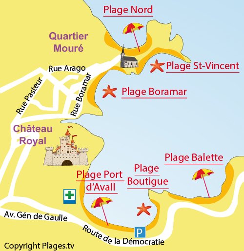 Mappa della Spiaggia Nord a Collioure