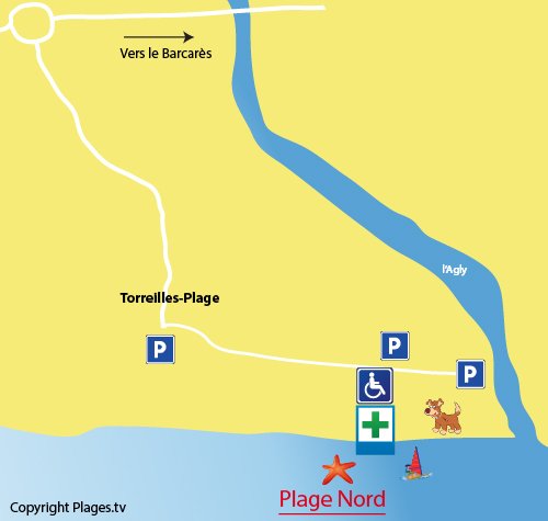 Map of Nord Beach in Torreilles