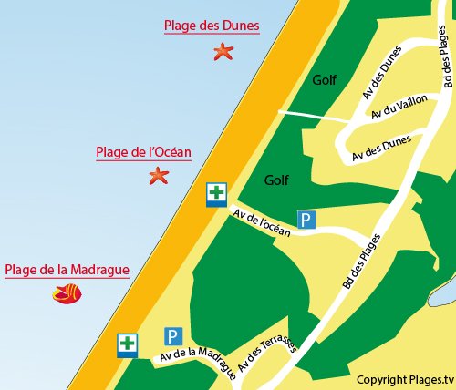 Map of Ocean Beach in Anglet