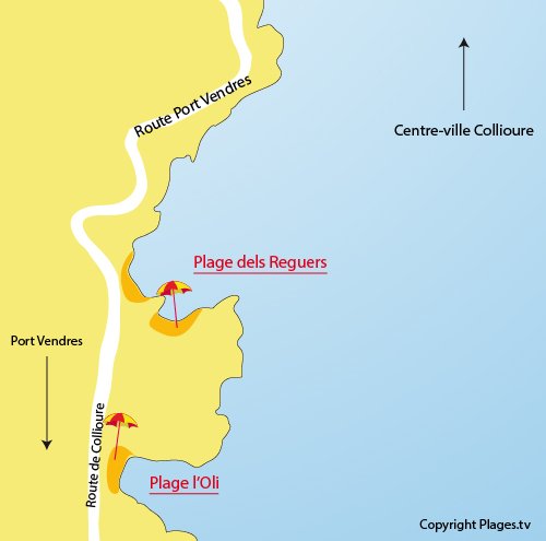 Map of Oli Beach in Collioure 