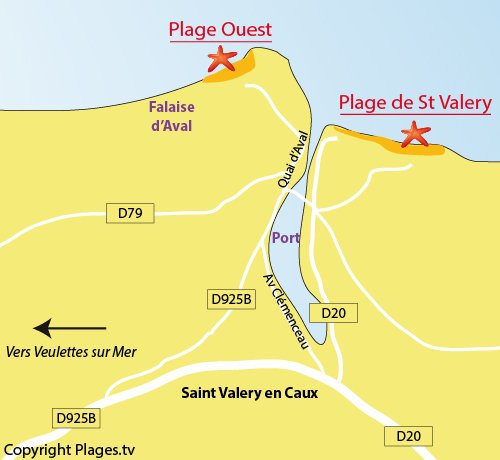 Plan de la plage à l'ouest de St Valery en Caux